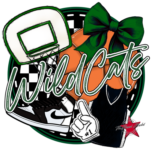 Wildcats Circle Basketball Design-Green