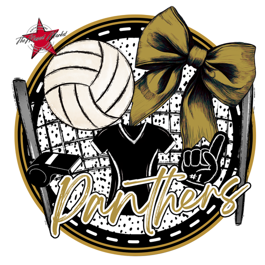Panthers Circle Volleyball Design-Gold