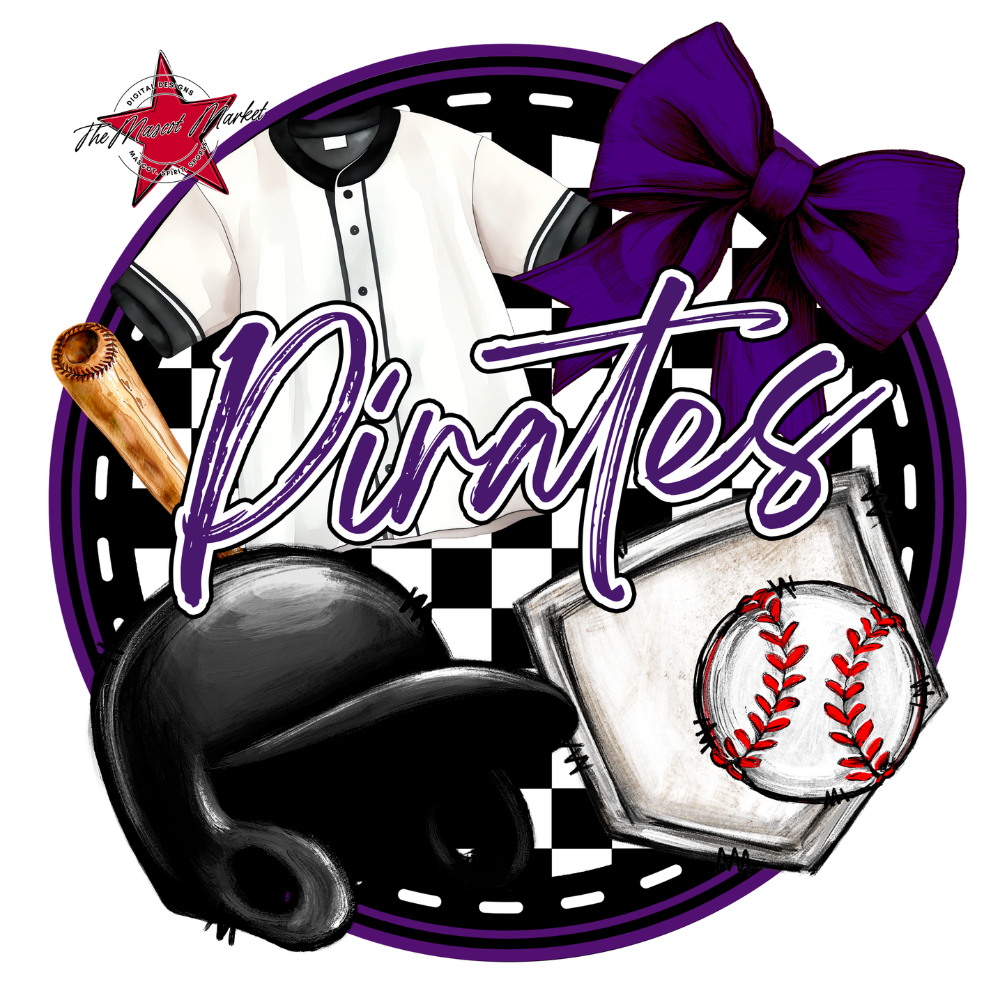 Pirates Circle Baseball Design-Purple