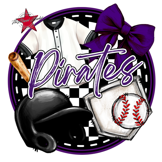 Pirates Circle Baseball Design-Purple