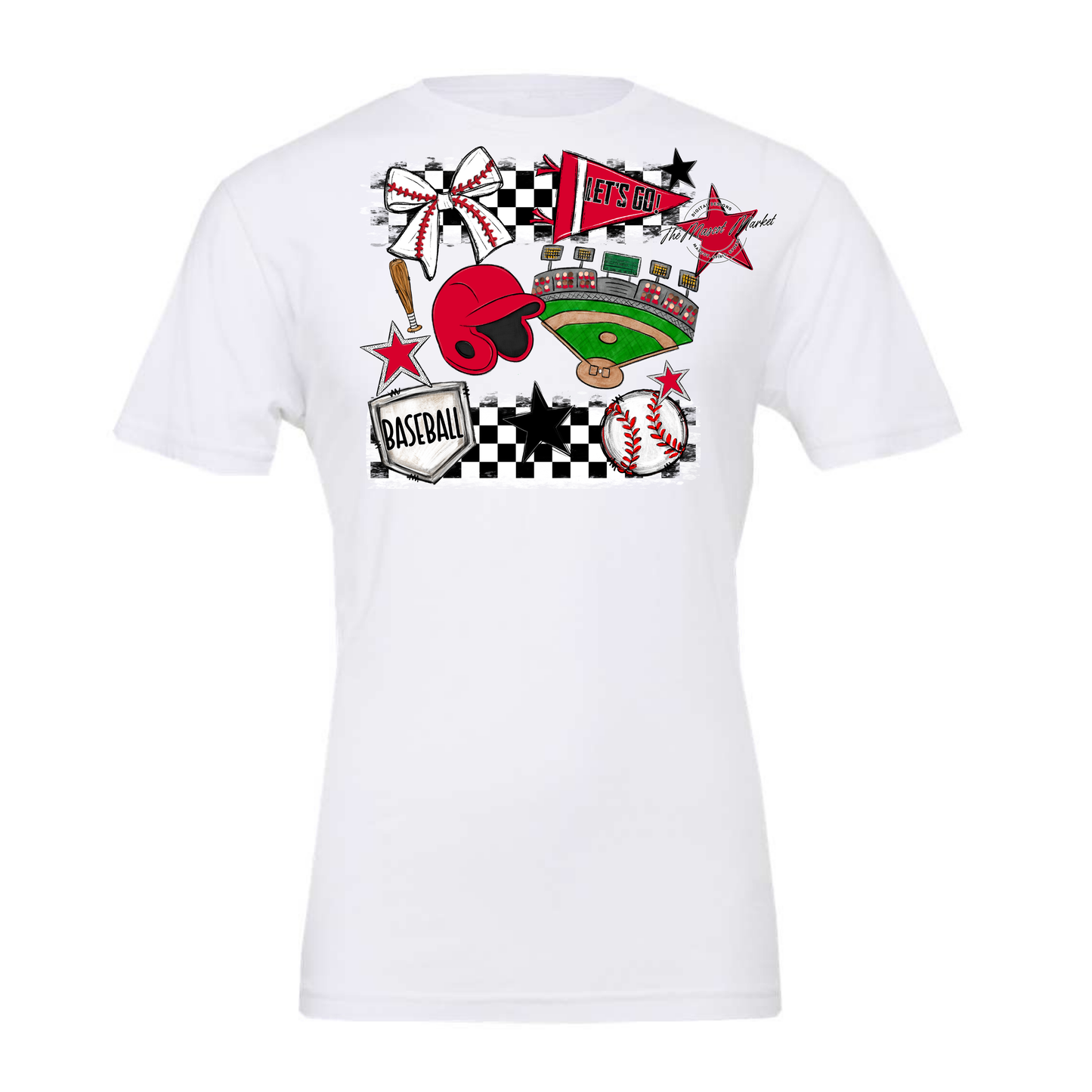 Baseball Checkers Spirit Design-Red