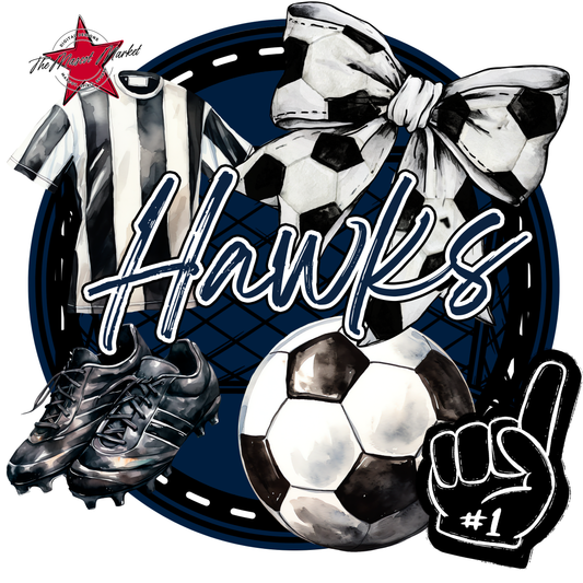Hawks Circle Soccer Design-Navy