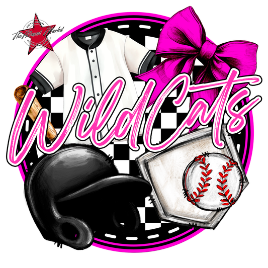 Wildcats Circle Baseball Design-Pink