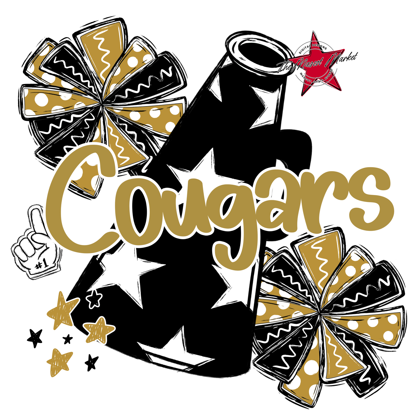 Cougars Alpha Megaphone Design-Gold