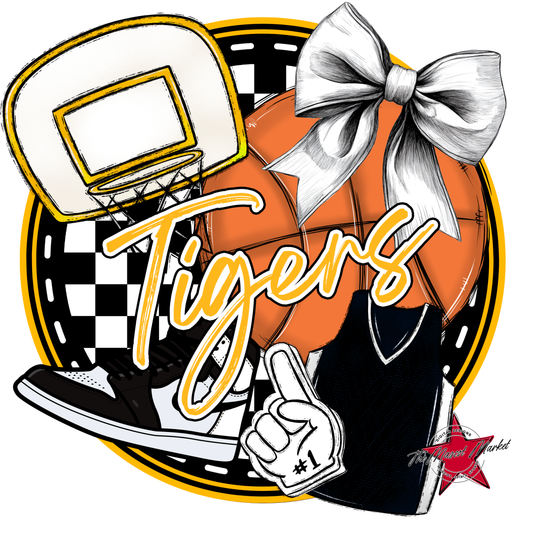 Tigers Circle Basketball Design-Yellow