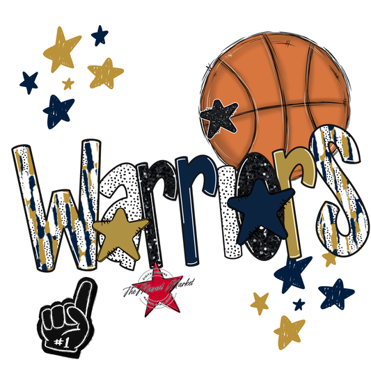 Warriors Basketball Scrape-Navy-Gold