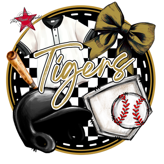 Tigers Circle Baseball Design-Gold