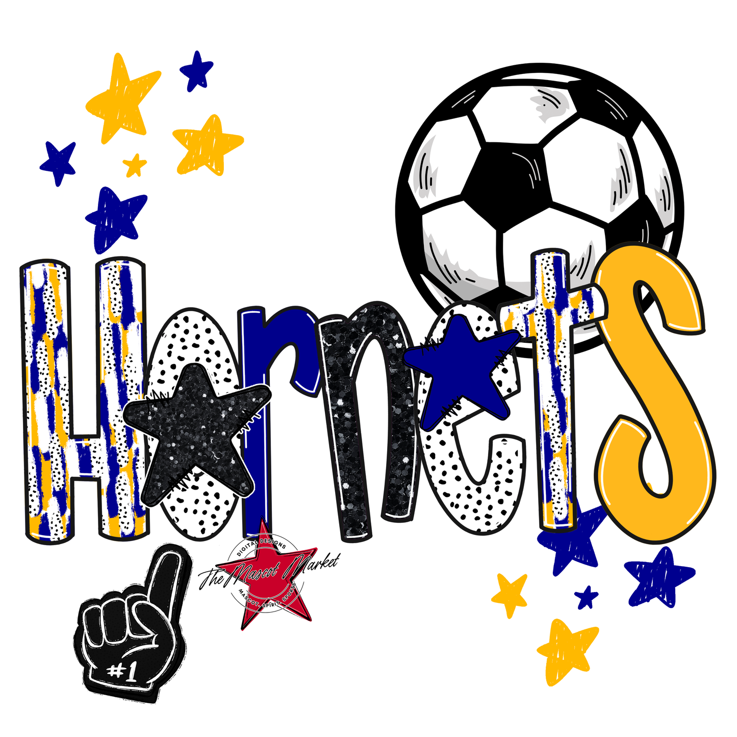 Hornets Soccer Scrape-Blue-Yellow
