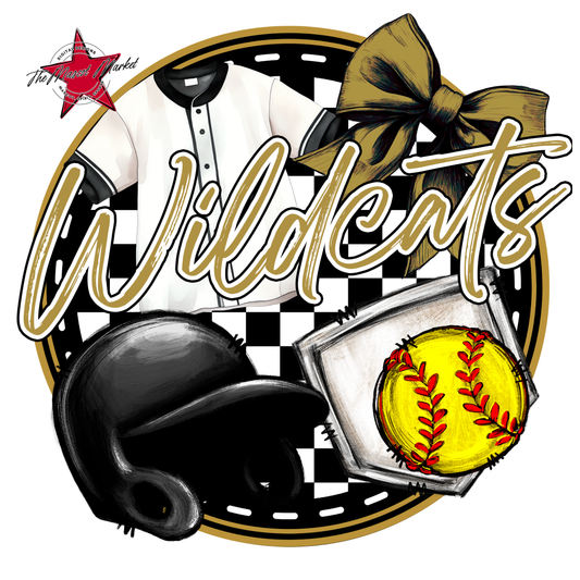 Wildcats Circle Softball Design-Gold