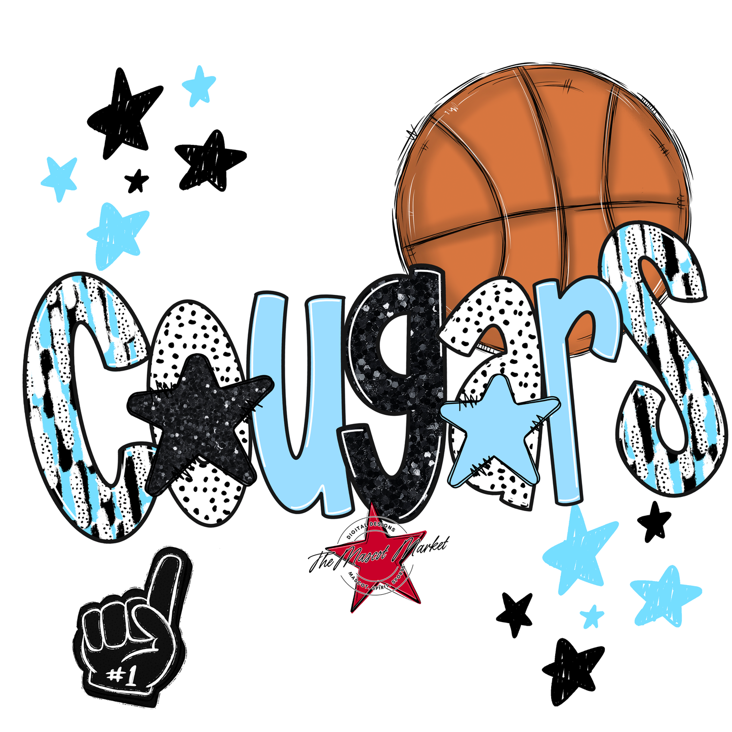 Cougars Basketball Scrape-Columbia Blue