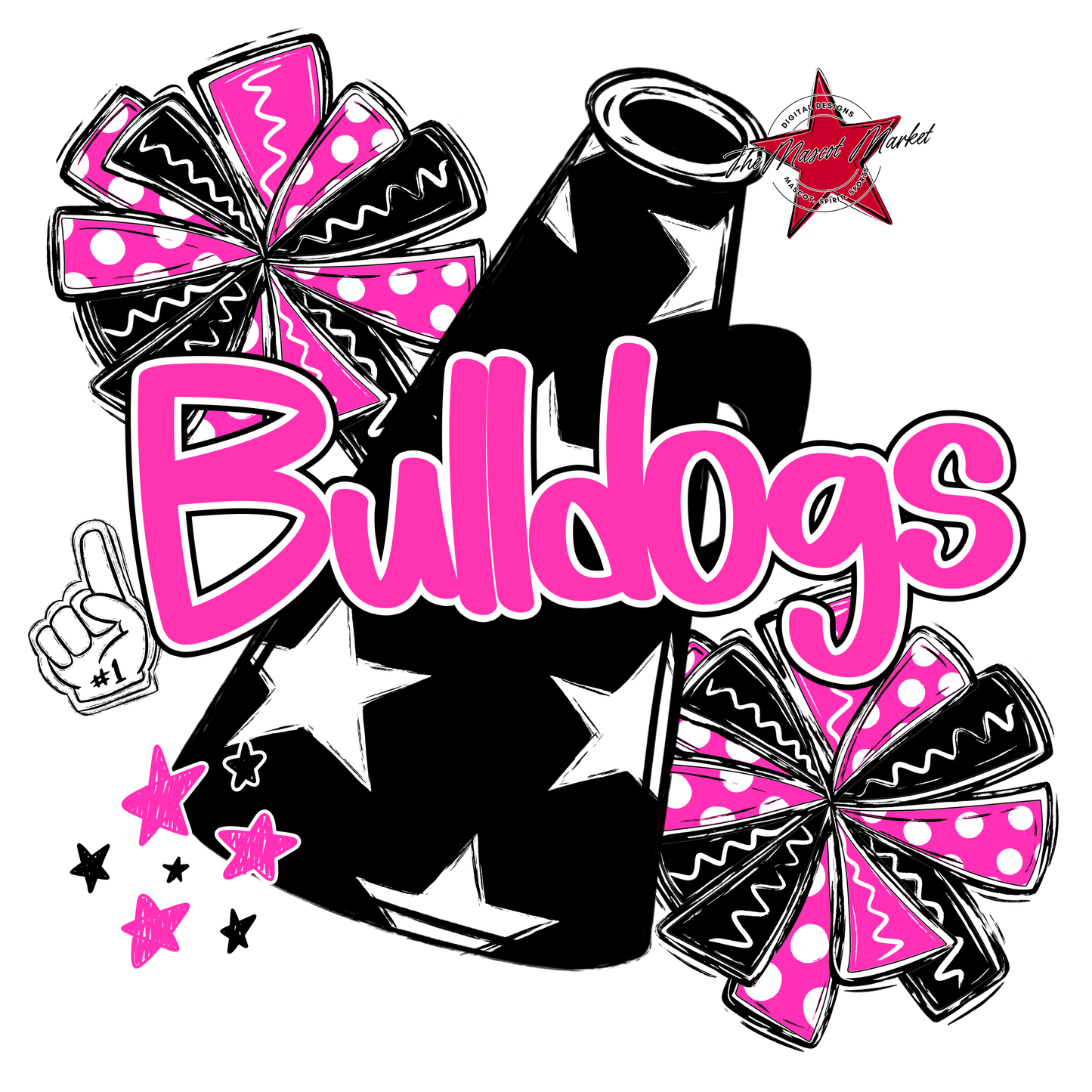 Bulldogs Alpha Megaphone Design-Pink
