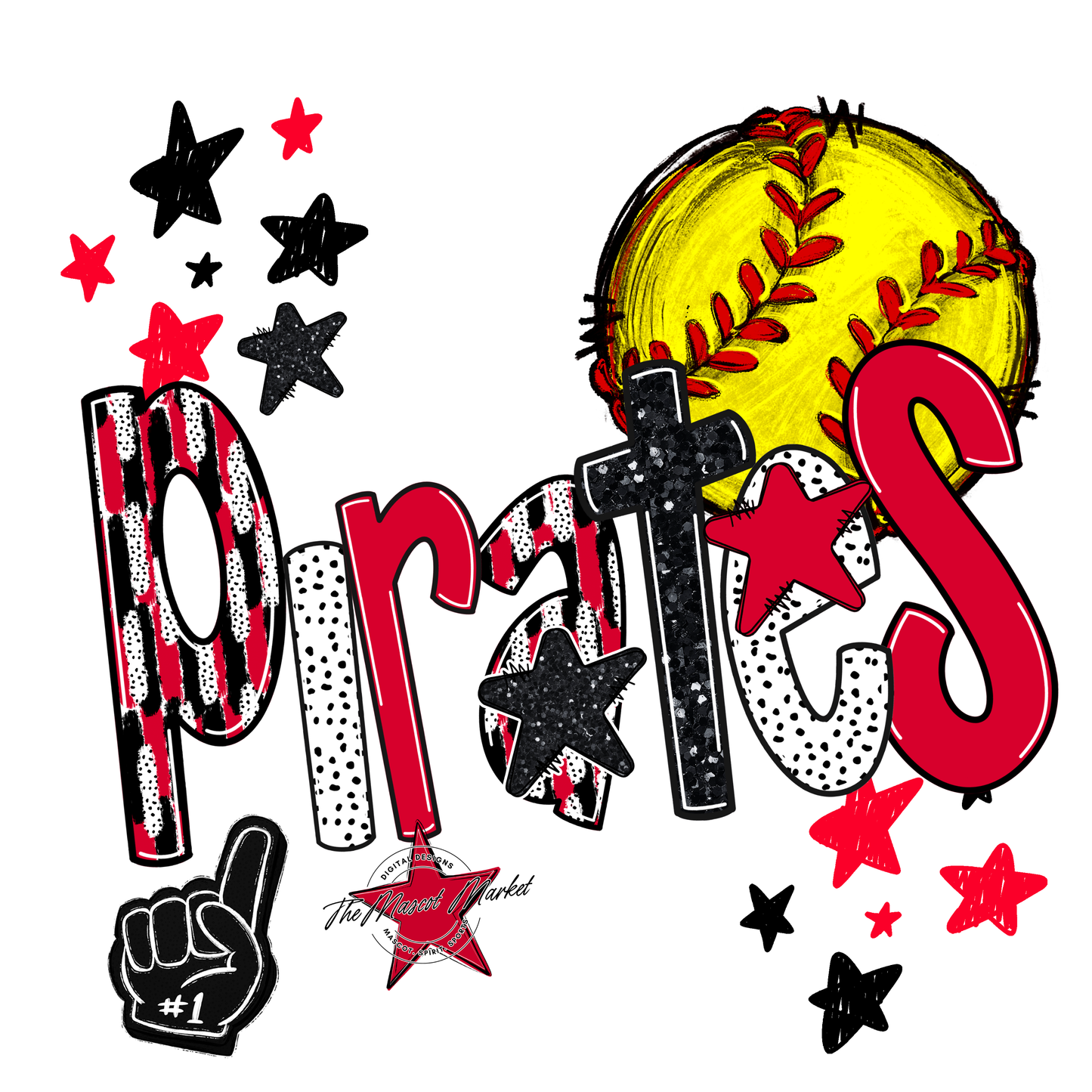 Pirates Softball Scrape-Red