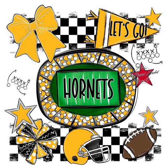 Hornets Checkers Spirit Design-Yellow