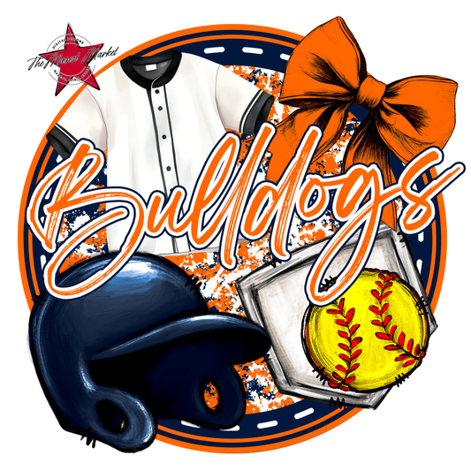 Bulldogs Circle Softball Design-Navy-Orange