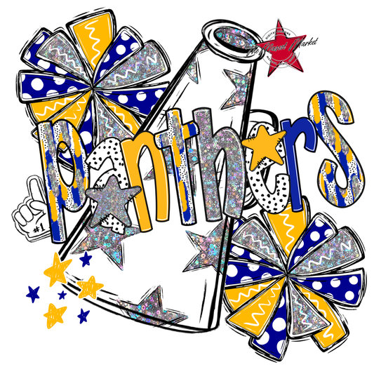 Panthers Cheer Megaphone Scrape-Blue-Yellow