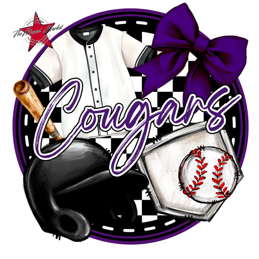 Cougars Circle Baseball Design-Purple