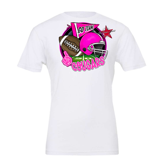 Cougars Circle Football Design-Pink