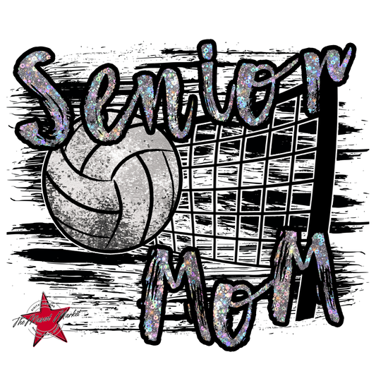 Senior Mom Volleyball Game Day w Net-Silver