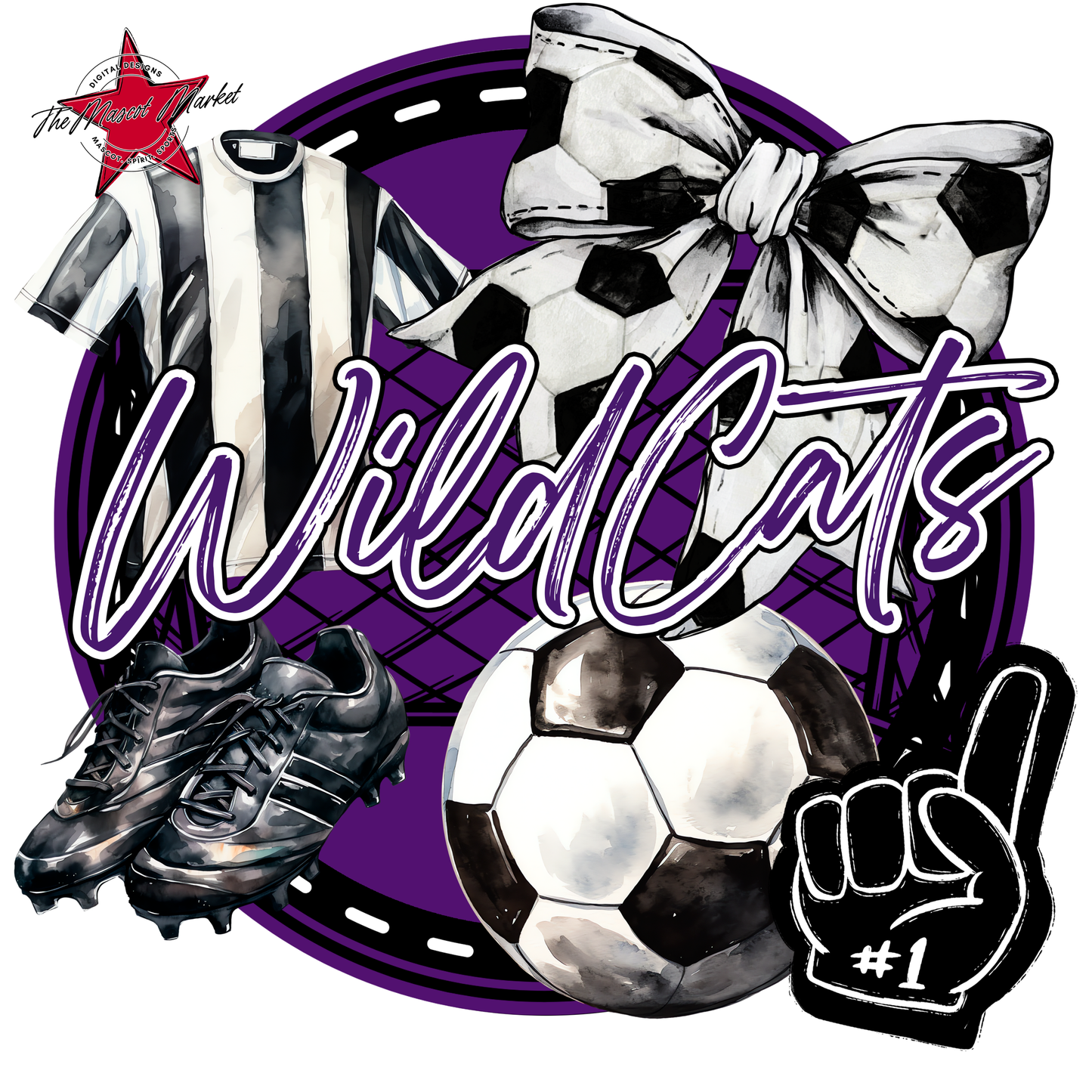 Wildcats Circle Soccer Design-Purple