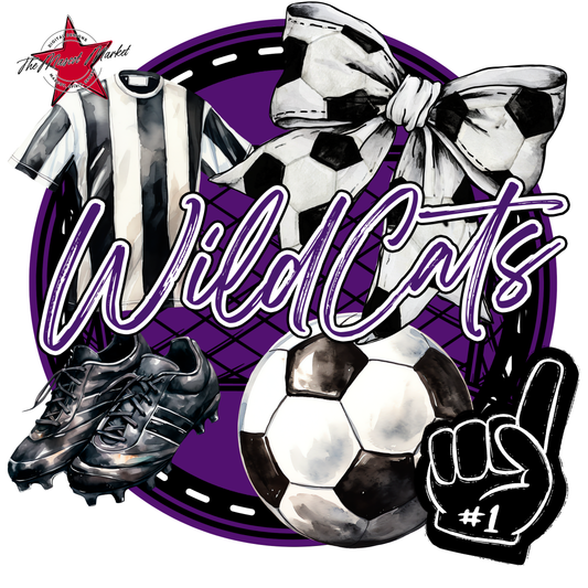 Wildcats Circle Soccer Design-Purple