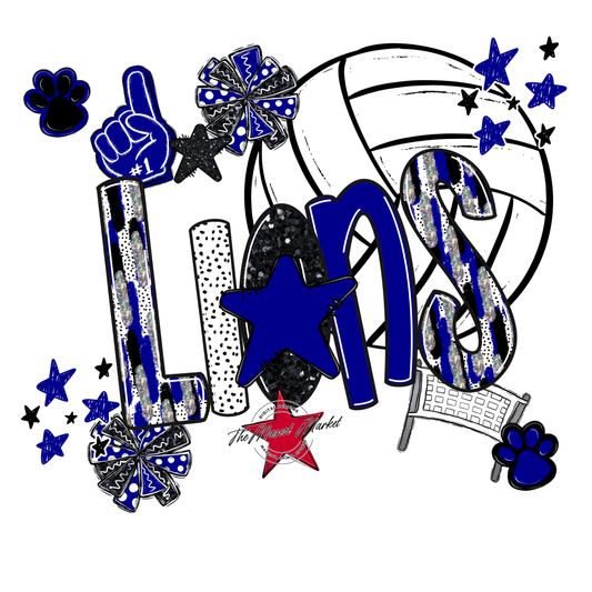 Lions Volleyball Scrape-Blue