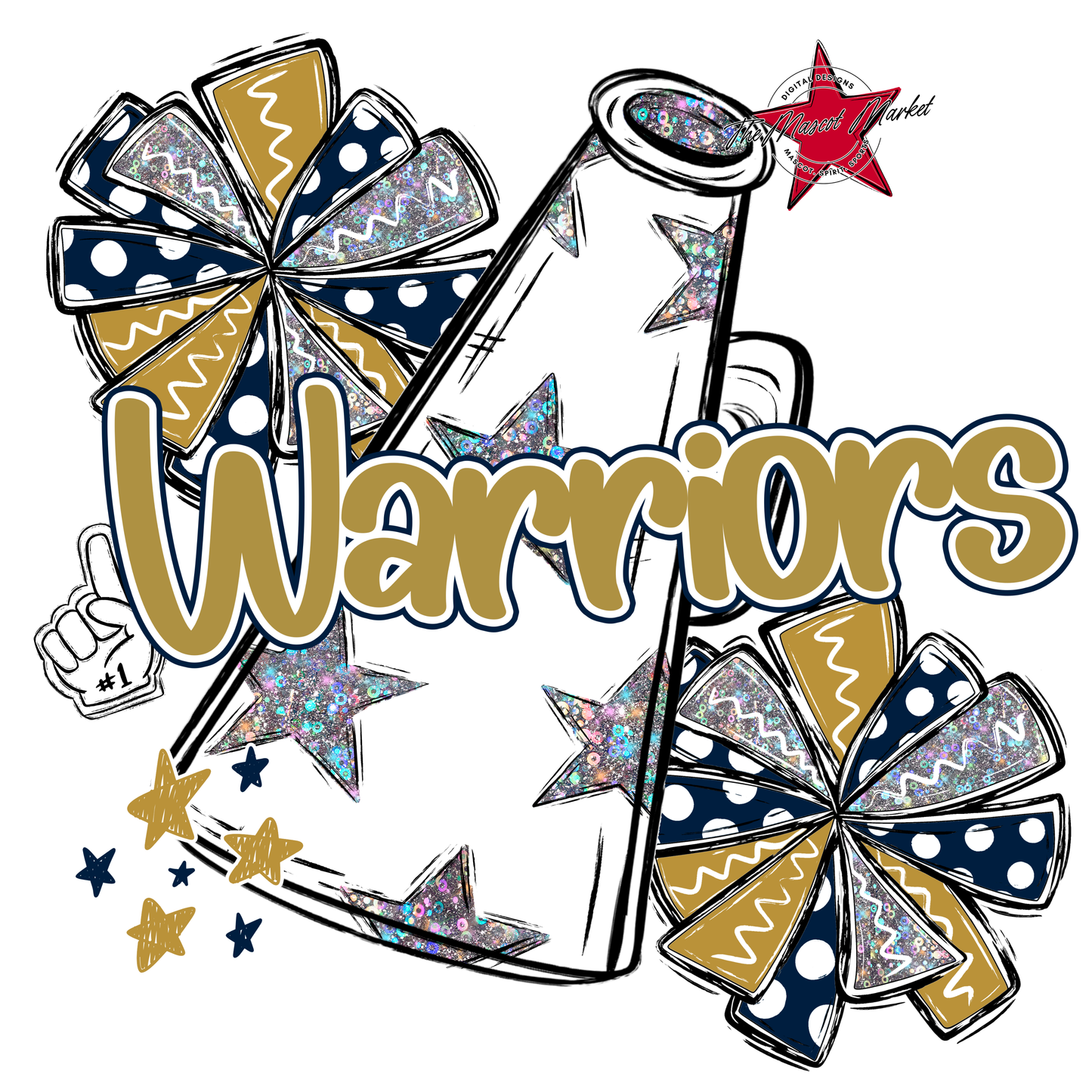 Warriors Alpha Megaphone Design-Navy-Gold