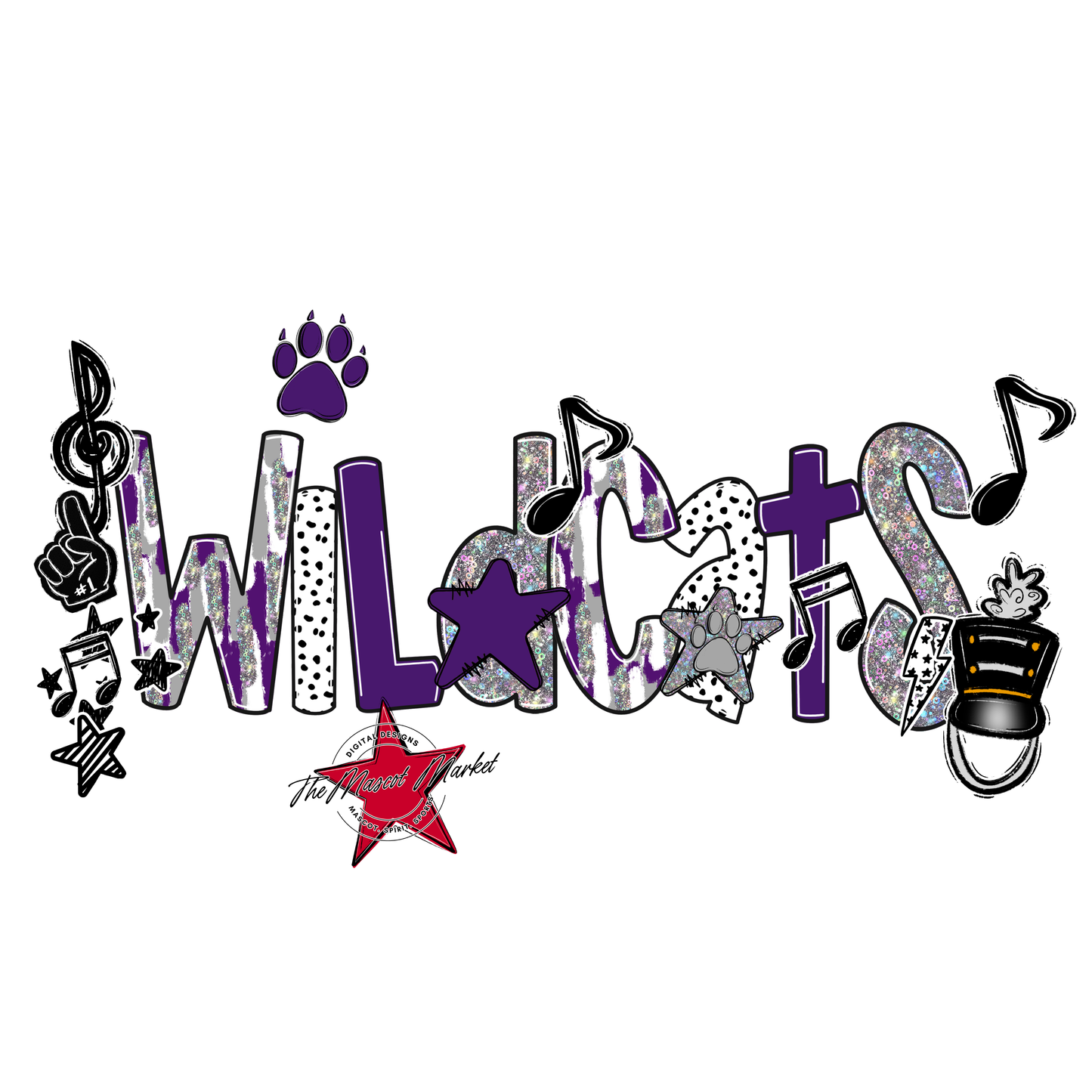 Wildcats Band Scrape-Purple-Grey