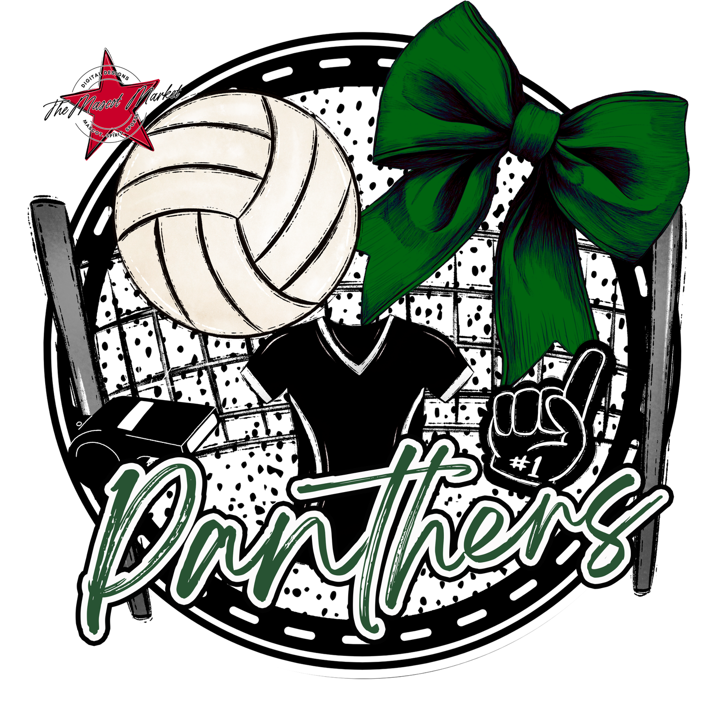 Panthers Circle Volleyball Design-Green