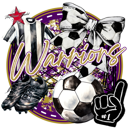 Warriors Circle Soccer Design-Purple-Gold