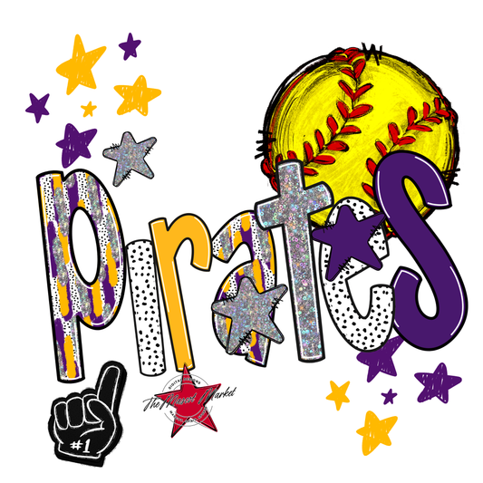 Pirates Softball Scrape-Purple-Yellow