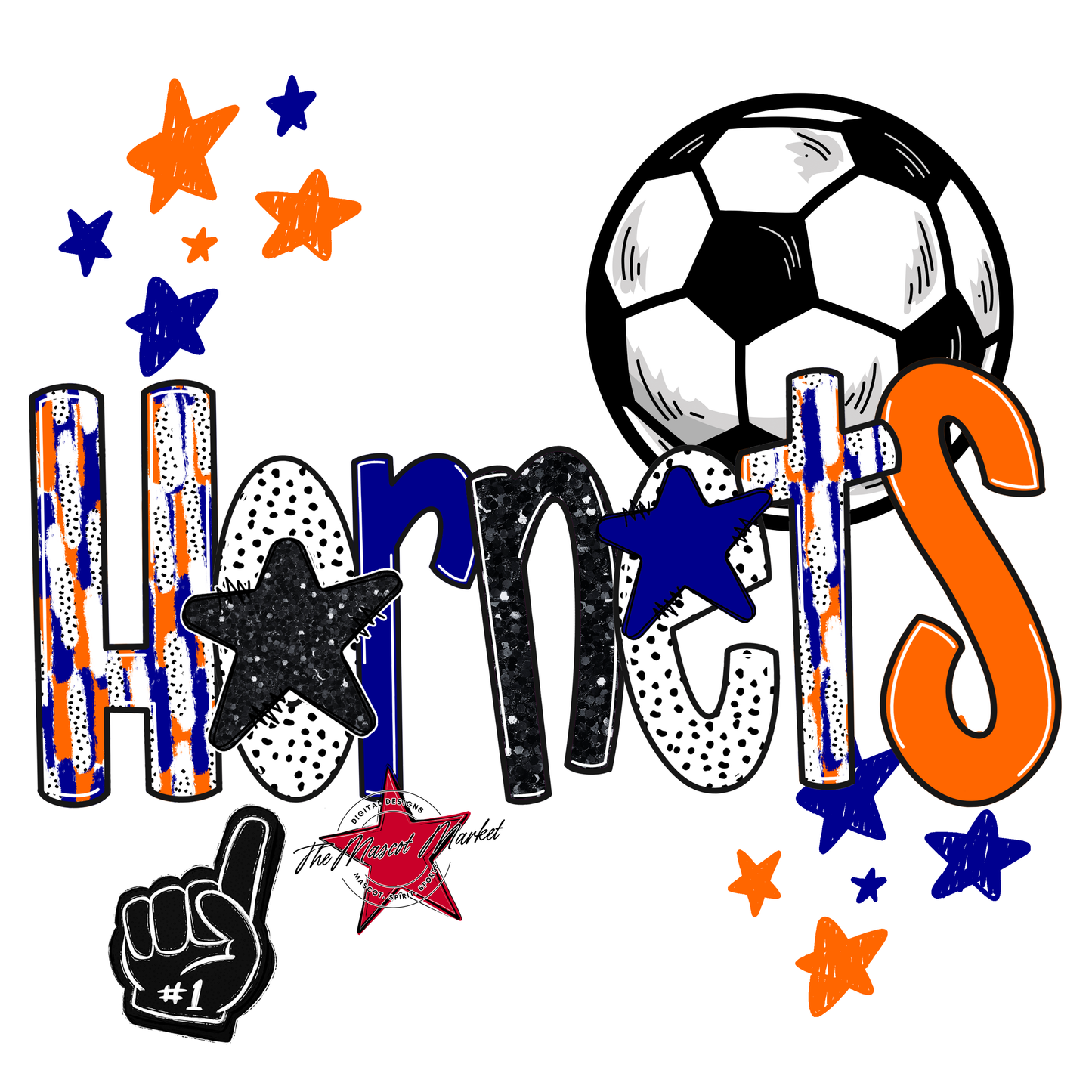 Hornets Soccer Scrape-Blue-Orange