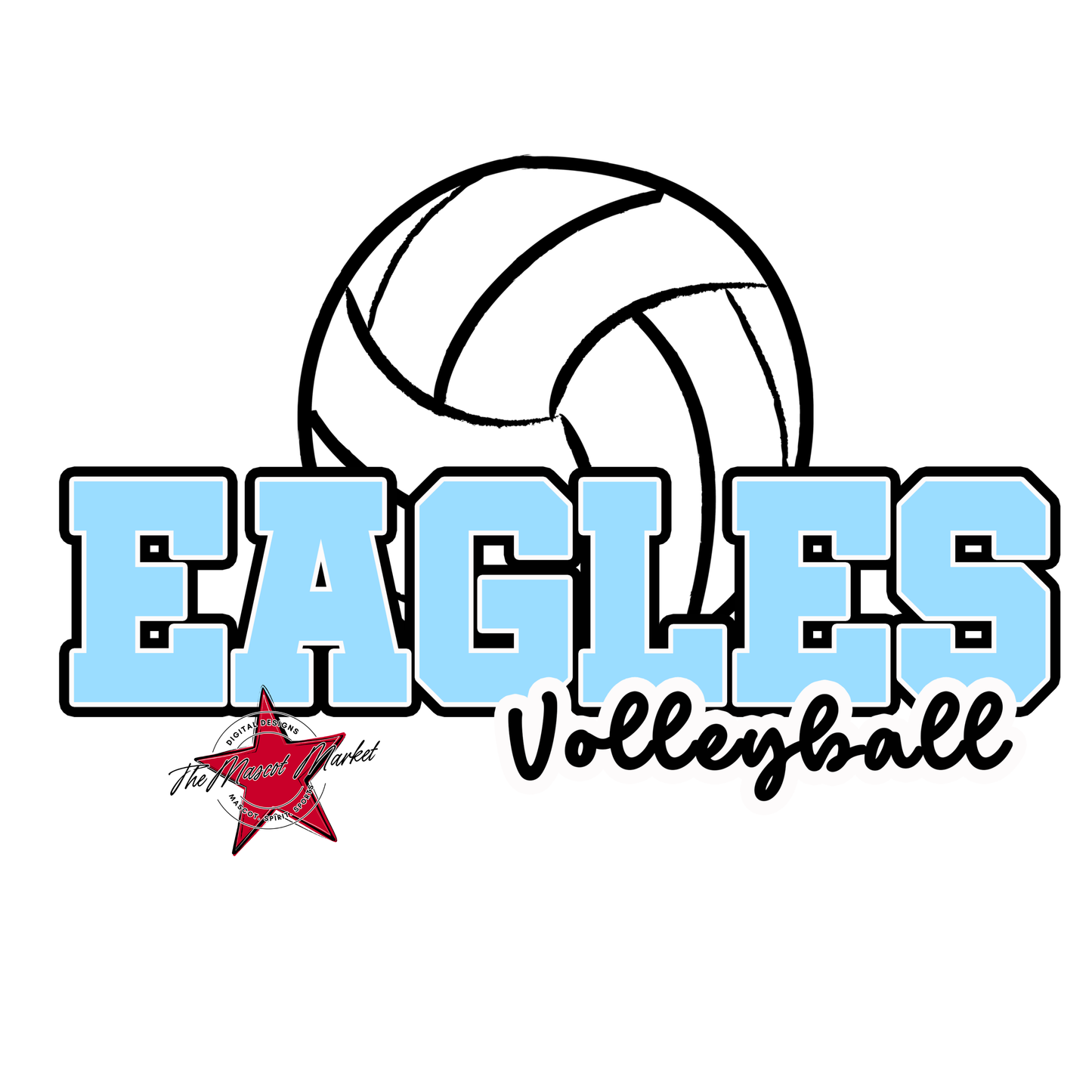 Eagles Varsity Volleyball Design-Columbia Blue