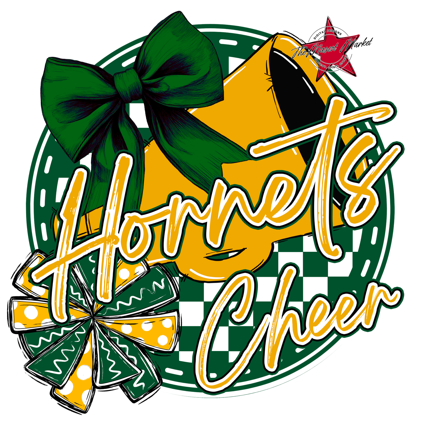 Hornets Circle Cheer Design-Green-Yellow