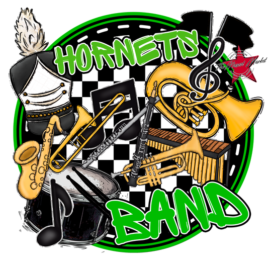 Hornets Circle Band Design-Bright Green