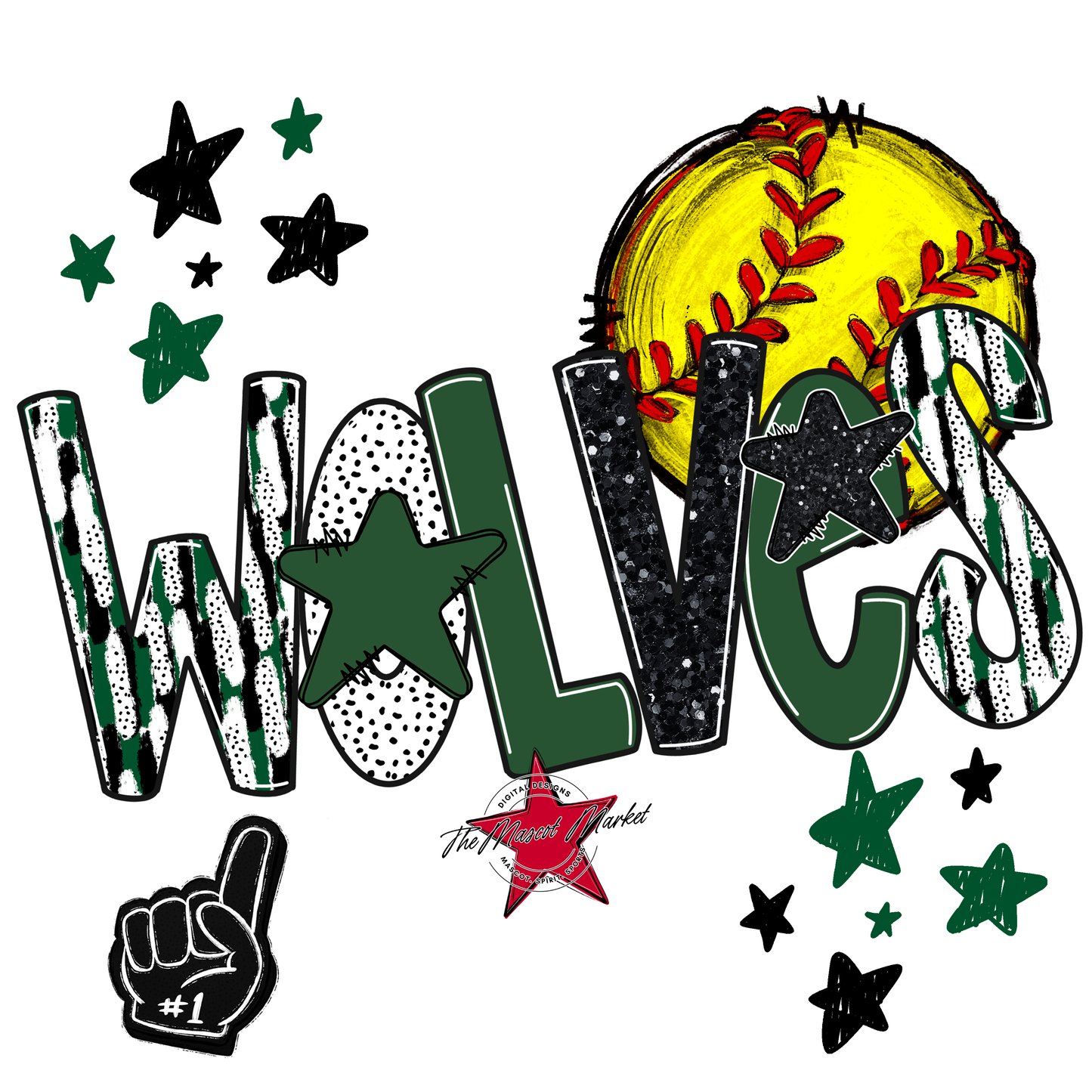 Wolves Softball Scrape-Green