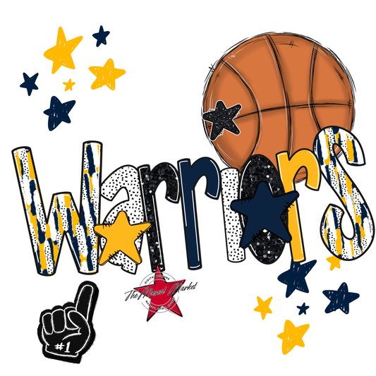 Warriors Basketball Scrape-Navy-Yellow