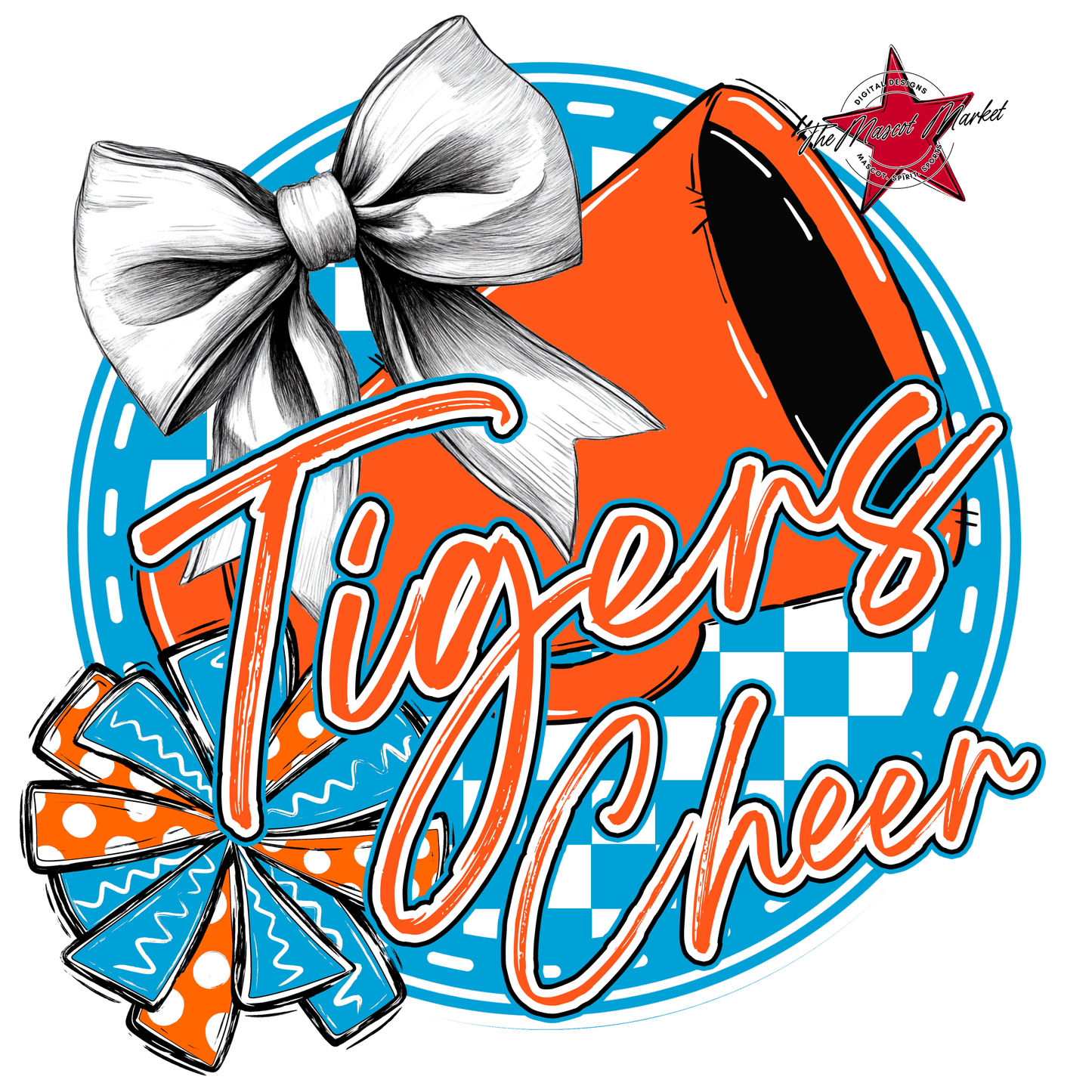 Tigers Circle Cheer Design-Carolina Blue-Orange