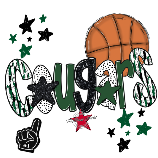 Cougars Basketball Scrape-Green