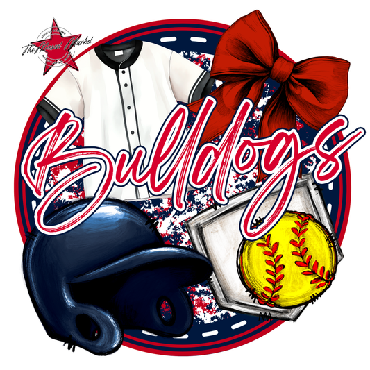 Bulldogs Circle Softball Design-Navy-Red
