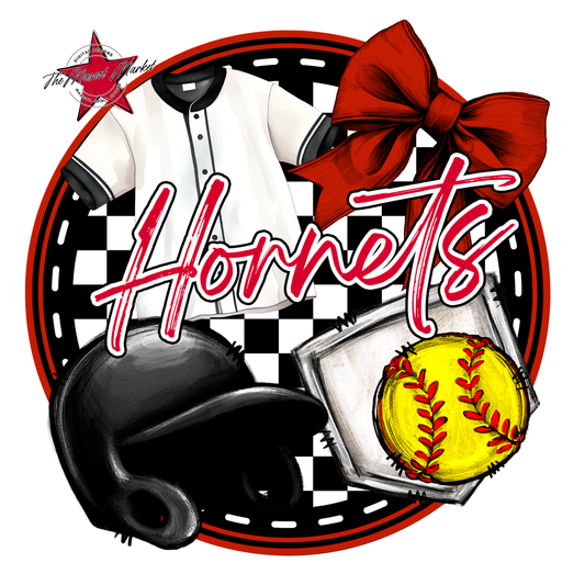 Hornets Circle Softball Design-Red