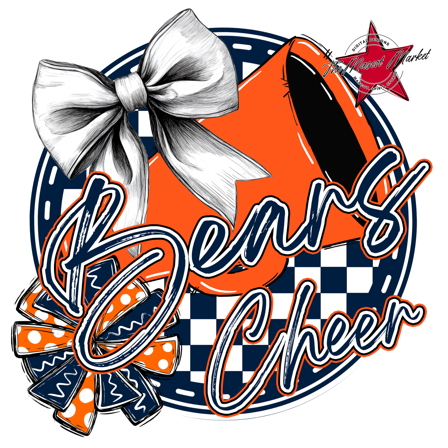 Bears Circle Cheer Design-Navy-Orange