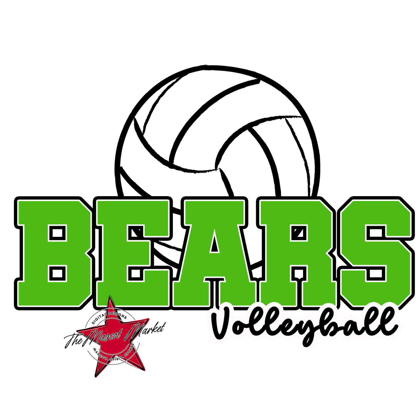 Bears Varsity Volleyball Design-Bright Green