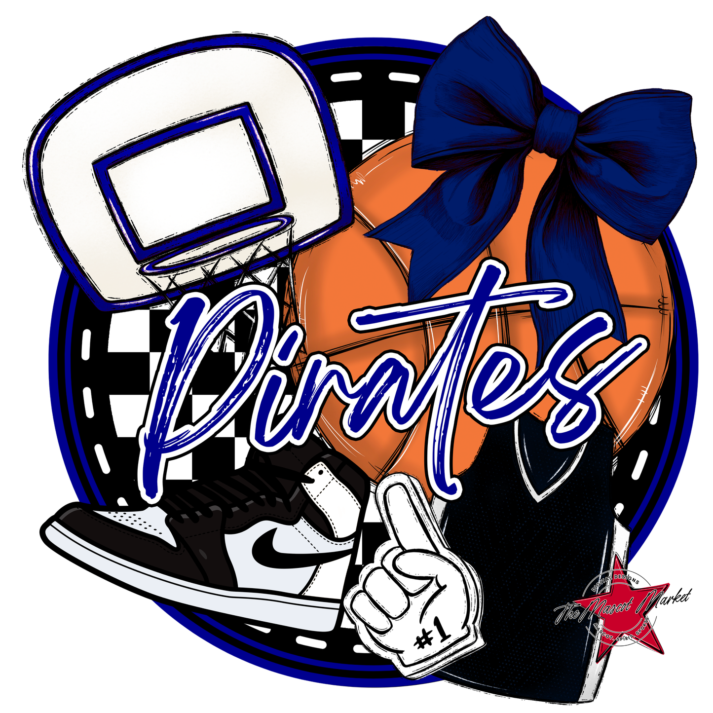 Pirates Circle Basketball Design-Blue