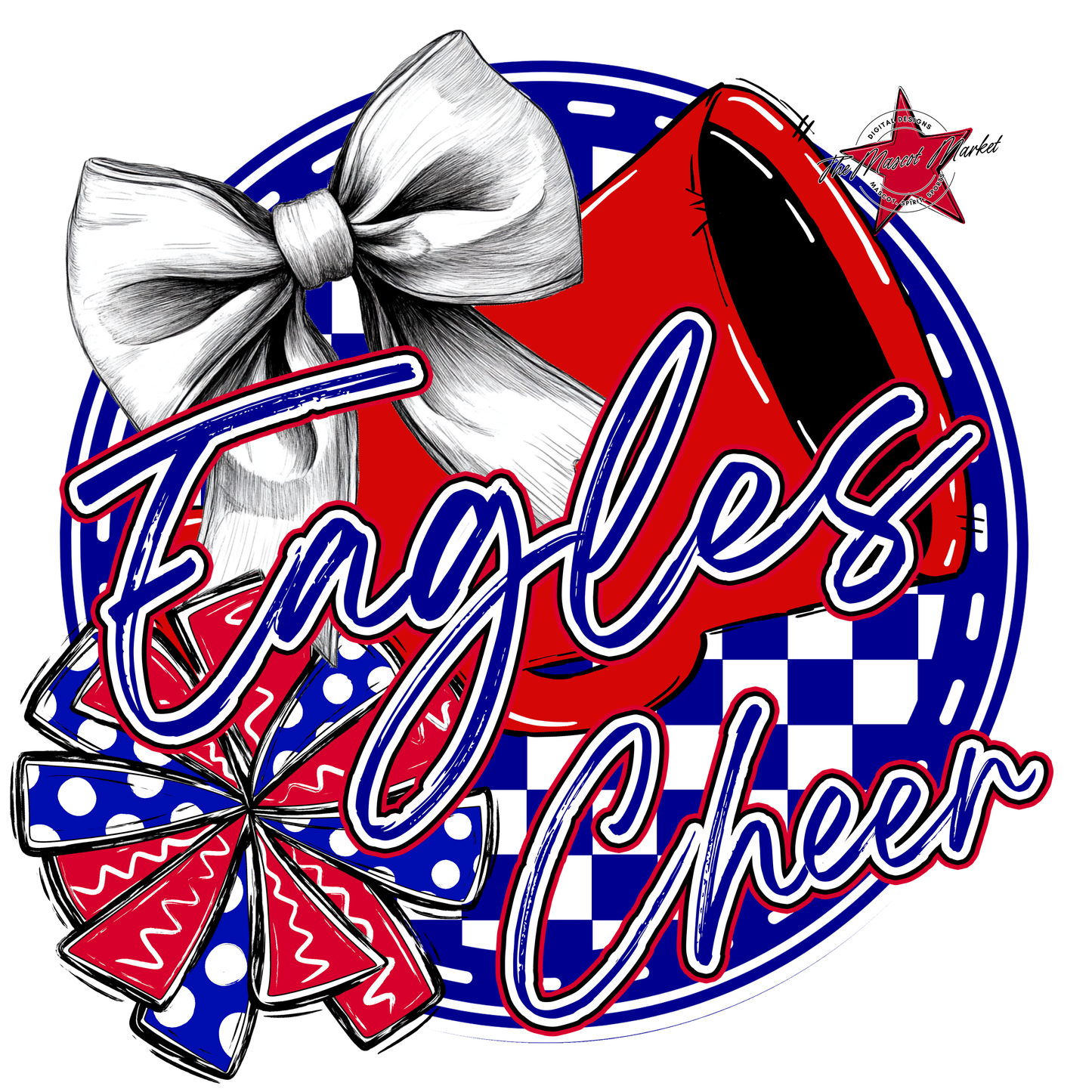 Eagles Circle Cheer Design-Carolina Blue-Red