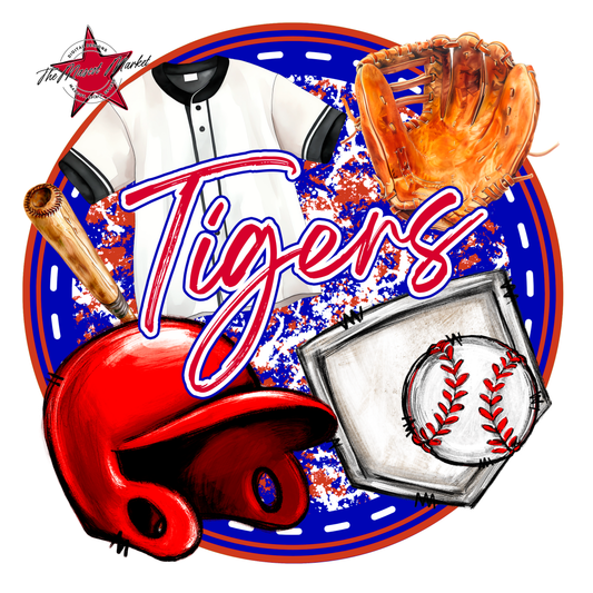 Tigers Circle Baseball Design-Blue-Red