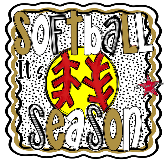 It's Softball Season Dot Design-Gold