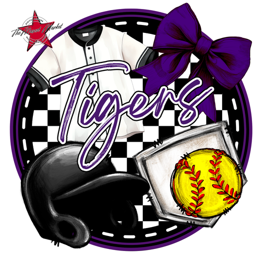 Tigers Circle Softball Design-Purple