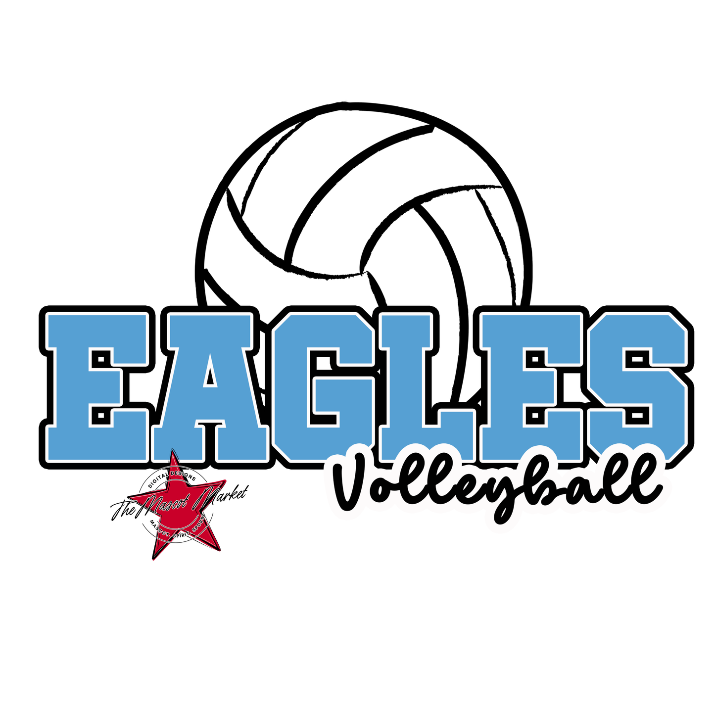 Eagles Varsity Volleyball Design-Carolina Blue