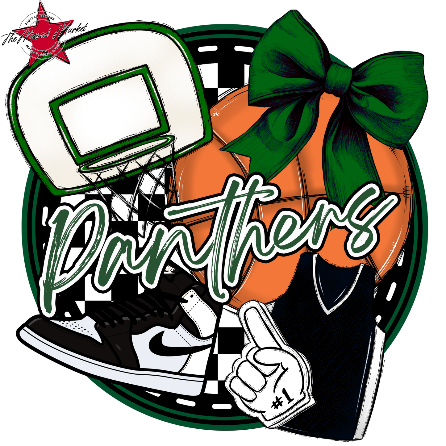 Panthers Circle Basketball Design-Green