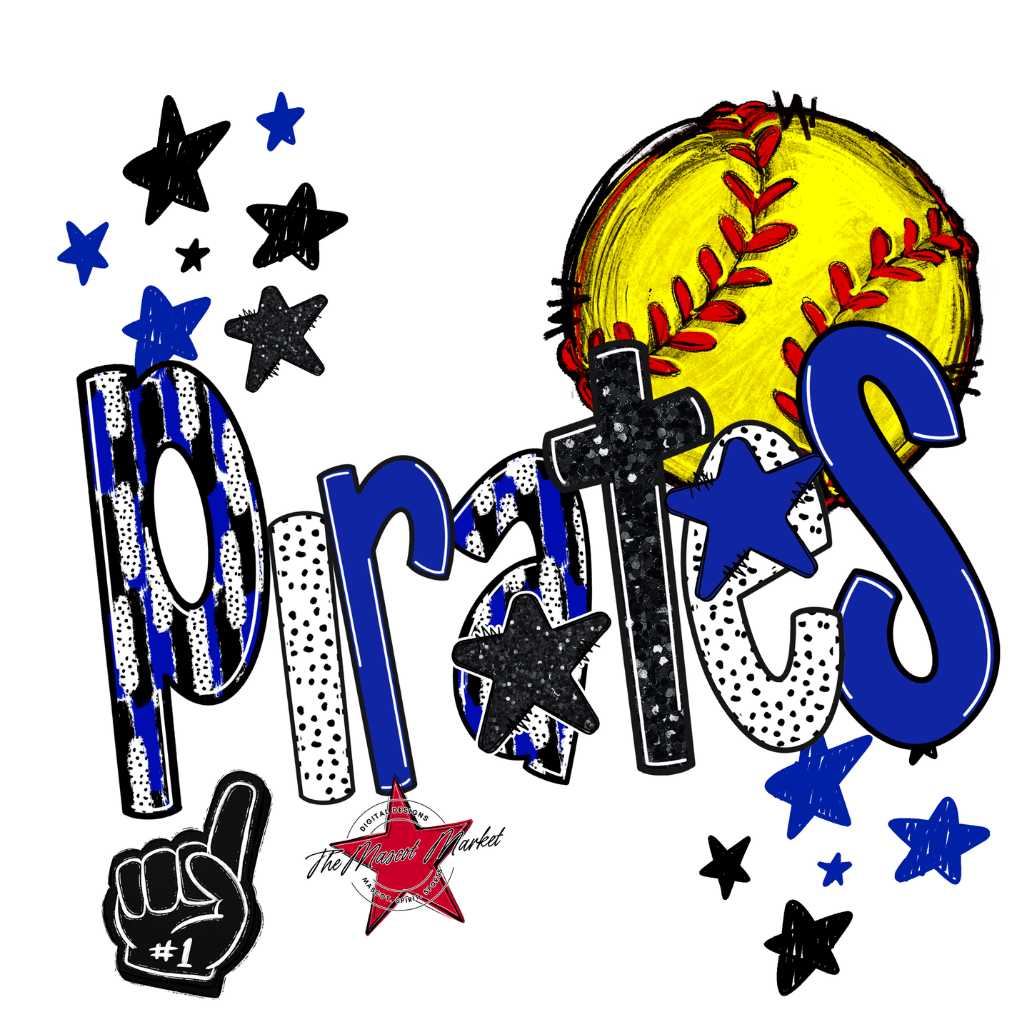 Pirates Softball Scrape-Royal Blue